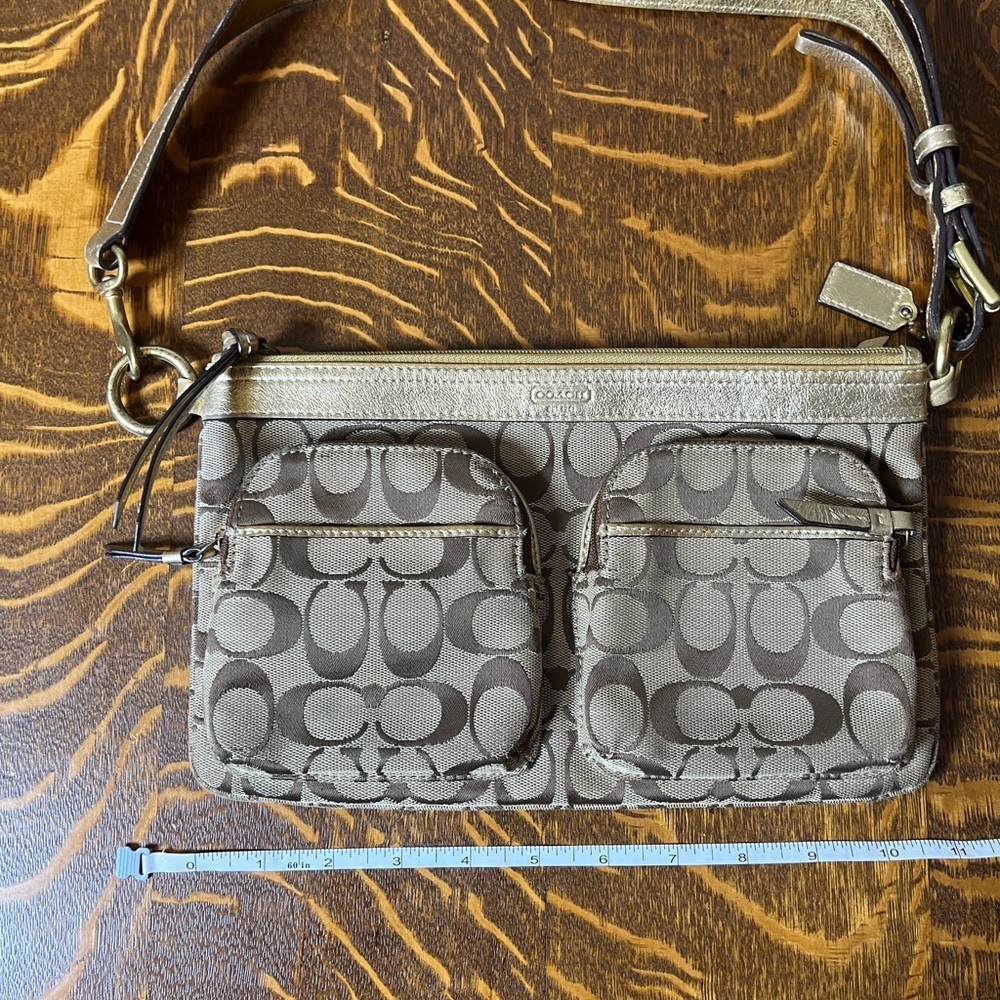 Coach Signature C Brown, Tan, and Gold Belt Bag/Shoulder Bag - Picture 8 of 11